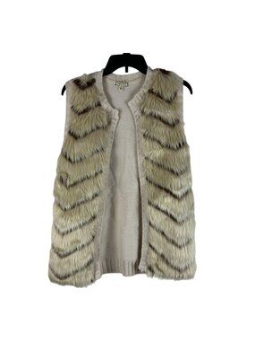 Eyeshadow Women Open Front Faux Fur Vest With Knit Back Size M